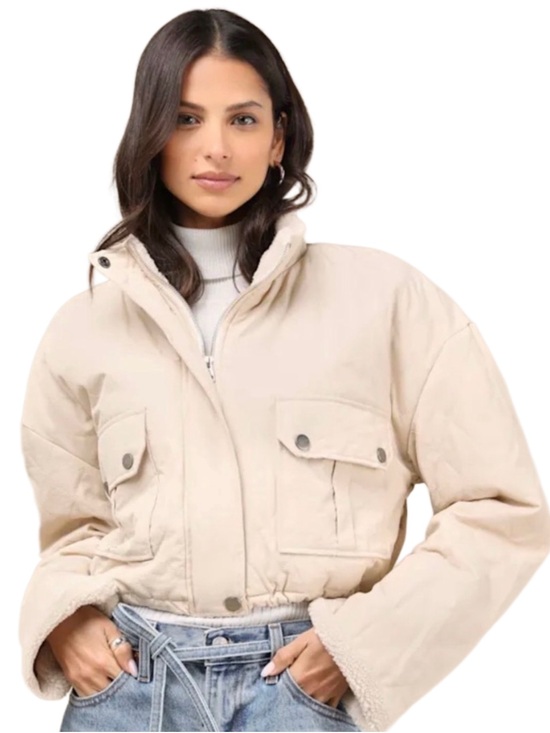 Sadie & Sage Jackets & Blazers - Sadie & Sage Cream Quilted Crop Puffer Jacket — Size XS